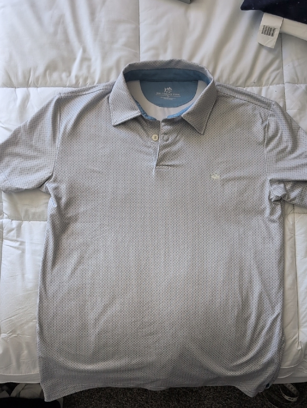 Southern Tide Light Gray Microprint Polo